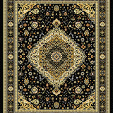 Ultra Soft Area Rug, Non Slip, Stain Resistant, Washable Area Rugs for Living Room, Bedroom, Rustic Textured Tiled Arrangement(Black)