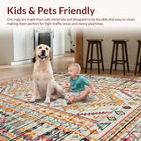 Ultra Soft Area Rug, Non Slip, Stain Resistant, Washable Area Rugs for Living Room, Bedroom, Eclectic Multi-Toned Braided Motif(White)