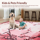 Ultra Soft Area Rug, Non Slip, Stain Resistant, Washable Area Rugs for Living Room, Bedroom, Artistic Minimalist Cherry Design(Pink)