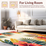 Ultra Soft Area Rug, Non Slip, Stain Resistant, Washable Area Rugs for Living Room, Bedroom, Botanical Bliss Tropical Paradise Vibrant Colors(Red)