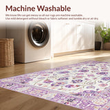 Ultra Soft Area Rug, Non Slip, Stain Resistant, Washable Area Rugs for Living Room, Bedroom, Vibrant Flower-Laden Round Canvas(White)