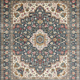 Ultra Soft Area Rug, Non Slip, Stain Resistant, Washable Area Rugs for Living Room, Bedroom, Rustic Vintage Floral Elegance(Blue)