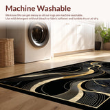 Ultra Soft Area Rug, Non Slip, Stain Resistant, Washable Area Rugs for Living Room, Bedroom, Graceful Organic Shape Play(Black)