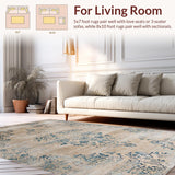 Ultra Soft Area Rug, Non Slip, Stain Resistant, Washable Area Rugs for Living Room, Bedroom, Chic Soft Neutral Medallion Design(Beige)
