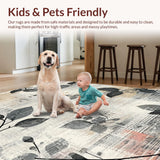 Ultra Soft Area Rug, Non Slip, Stain Resistant, Washable Area Rugs for Living Room, Bedroom, Midnight Bloom Black And White Floral Inspired Rug(Gray)