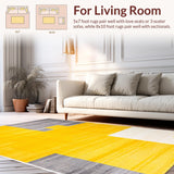Ultra Soft Area Rug, Non Slip, Stain Resistant, Washable Area Rugs for Living Room, Bedroom, Vibrant Modern Geometric Composition(Yellow)