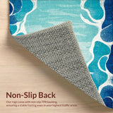 Ultra Soft Area Rug, Non Slip, Stain Resistant, Washable Area Rugs for Living Room, Bedroom, Nautical Harmony Wave Rug with Stylized Turtle and Coastal Shell Patterns(Blue)