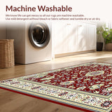 Ultra Soft Area Rug, Non Slip, Stain Resistant, Washable Area Rugs for Living Room, Bedroom, Floral Red Beige Area(Red)