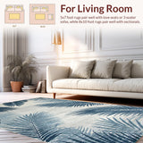 Ultra Soft Area Rug, Non Slip, Stain Resistant, Washable Area Rugs for Living Room, Bedroom, Rustic Blue Toned Botanical Charm(Blue)