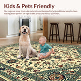 Ultra Soft Area Rug, Non Slip, Stain Resistant, Washable Area Rugs for Living Room, Bedroom, Natural Green Entryway Rug with Intricate Details(Beige)