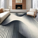 Ultra Soft Area Rug, Non Slip, Stain Resistant, Washable Area Rugs for Living Room, Bedroom, Abstract Wavy Stripes Carpet With Contemporary Artistic Expression(Gray)
