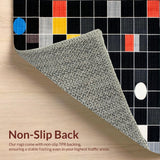 Ultra Soft Area Rug, Non Slip, Stain Resistant, Washable Area Rugs for Living Room, Bedroom, Playful Monochrome Geometric Design(Black)