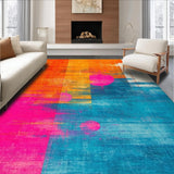 Ultra Soft Area Rug, Non Slip, Stain Resistant, Washable Area Rugs for Living Room, Bedroom, Trendy Soft Palette Graphic Elements(Orange)
