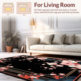 Ultra Soft Area Rug, Non Slip, Stain Resistant, Washable Area Rugs for Living Room, Bedroom, Sophisticated Multi-Tone Floral Composition(Pink)