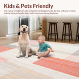 Ultra Soft Area Rug, Non Slip, Stain Resistant, Washable Area Rugs for Living Room, Bedroom, Pink Cream Abstract Area Chic Style(Pink)