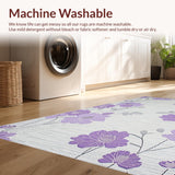 Ultra Soft Area Rug, Non Slip, Stain Resistant, Washable Area Rugs for Living Room, Bedroom, Sophisticated Grey Floral Elegance(Purple)