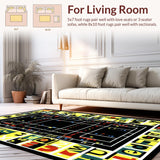 Ultra Soft Area Rug, Non Slip, Stain Resistant, Washable Area Rugs for Living Room, Bedroom, Rustic Gender-Neutral Character Patterns(Black)