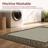 Ultra Soft Area Rug, Non Slip, Stain Resistant, Washable Area Rugs for Living Room, Bedroom, Chic Beige Leopard Print with Subtle Spotting(White)