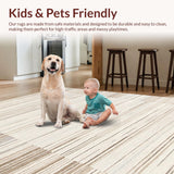 Ultra Soft Area Rug, Non Slip, Stain Resistant, Washable Area Rugs for Living Room, Bedroom, Contemporary Light Brown Textured Layers(Beige)