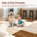 Ultra Soft Area Rug, Non Slip, Stain Resistant, Washable Area Rugs for Living Room, Bedroom, Contemporary Cream & Brown Geometric Area(Beige)