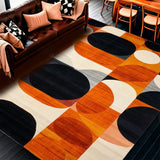 Ultra Soft Area Rug, Non Slip, Stain Resistant, Washable Area Rugs for Living Room, Bedroom, Stylish Polygonal Rug with Aesthetic Modern Lines(Orange)