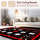 Ultra Soft Area Rug, Non Slip, Stain Resistant, Washable Area Rugs for Living Room, Bedroom, Bold Y2K Inspired Floor Design(Red)