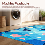 Ultra Soft Area Rug, Non Slip, Stain Resistant, Washable Area Rugs for Living Room, Bedroom, Lively Coastal Escape Imagery(Blue)