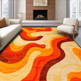Ultra Soft Area Rug, Non Slip, Stain Resistant, Washable Area Rugs for Living Room, Bedroom, Whimsical Colorful Fluid Design(Orange)