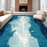 Ultra Soft Area Rug, Non Slip, Stain Resistant, Washable Area Rugs for Living Room, Bedroom, Summer Surf Board Wave Art Fluid Motion Pattern Minimalist Fish Forms(Blue)