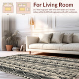 Ultra Soft Area Rug, Non Slip, Stain Resistant, Washable Area Rugs for Living Room, Bedroom, Elegant Boho Inspired Area with Intricate Black and Beige Tribal Motifs(Black)