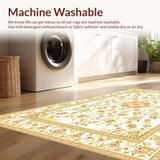 Ultra Soft Area Rug, Non Slip, Stain Resistant, Washable Area Rugs for Living Room, Bedroom, Rustic Ogee Patterned Aesthetic(Beige)