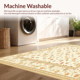 Ultra Soft Area Rug, Non Slip, Stain Resistant, Washable Area Rugs for Living Room, Bedroom, Low Pile Beige Area Floral Small(Beige)