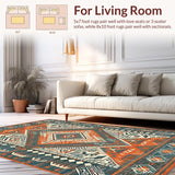 Ultra Soft Area Rug, Non Slip, Stain Resistant, Washable Area Rugs for Living Room, Bedroom, Artful Abstract Trellis Composition(Orange)