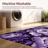 Ultra Soft Area Rug, Non Slip, Stain Resistant, Washable Area Rugs for Living Room, Bedroom, Rustic Purple Blossom Pattern(Purple)