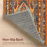 Ultra Soft Area Rug, Non Slip, Stain Resistant, Washable Area Rugs for Living Room, Bedroom, Eclectic Colorful Geometric Motif(Orange)