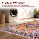 Ultra Soft Area Rug, Non Slip, Stain Resistant, Washable Area Rugs for Living Room, Bedroom, Cozy Warm Orange Tiled Motif(Orange)