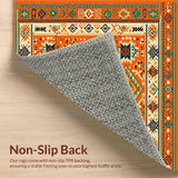 Ultra Soft Area Rug, Non Slip, Stain Resistant, Washable Area Rugs for Living Room, Bedroom, Eclectic Multi-Hued Geometric Art(Orange)