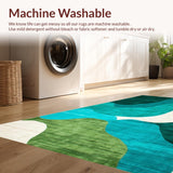 Ultra Soft Area Rug, Non Slip, Stain Resistant, Washable Area Rugs for Living Room, Bedroom, Vibrant Abstract Organic Shapes(Blue)