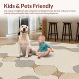 Ultra Soft Area Rug, Non Slip, Stain Resistant, Washable Area Rugs for Living Room, Bedroom, Rustic Textured Scalloped Aesthetic(Beige)