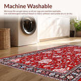 Ultra Soft Area Rug, Non Slip, Stain Resistant, Washable Area Rugs for Living Room, Bedroom, Playful Textured Flower Style(Red)