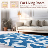 Ultra Soft Area Rug, Non Slip, Stain Resistant, Washable Area Rugs for Living Room, Bedroom, Sweet Cerulean Ribbon Accent Rug With Trendy Coquette Flair For Preppy Decor(Blue)