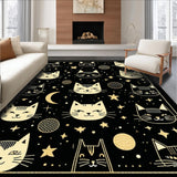 Ultra Soft Area Rug, Non Slip, Stain Resistant, Washable Area Rugs for Living Room, Bedroom, Artistic Black Cat Head Visual(Black)