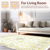 Ultra Soft Area Rug, Non Slip, Stain Resistant, Washable Area Rugs for Living Room, Bedroom, Beige Area Contemporary Geometric Boho Style(Yellow)