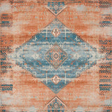 Ultra Soft Area Rug, Non Slip, Stain Resistant, Washable Area Rugs for Living Room, Bedroom, Artistic Vintage Ethnic Motif(Orange)