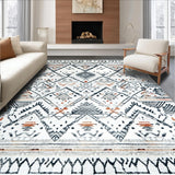 Ultra Soft Area Rug, Non Slip, Stain Resistant, Washable Area Rugs for Living Room, Bedroom, Rustic Ogee Patterned Accent(White)