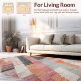 Ultra Soft Area Rug, Non Slip, Stain Resistant, Washable Area Rugs for Living Room, Bedroom, Shaggy Style Macaroon Hue Rug with Modern Chevron and Zigzag Prints(Beige)