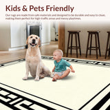 Ultra Soft Area Rug, Non Slip, Stain Resistant, Washable Area Rugs for Living Room, Bedroom, Refined Neutral Striped Aesthetic(Beige)