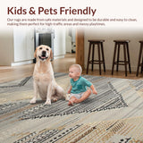 Ultra Soft Area Rug, Non Slip, Stain Resistant, Washable Area Rugs for Living Room, Bedroom, Elegant Vintage Geometric Fusion(Gray)