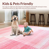 Ultra Soft Area Rug, Non Slip, Stain Resistant, Washable Area Rugs for Living Room, Bedroom, Elegant Ombre Color Fusion(Pink)