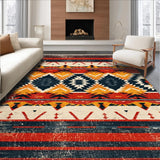 Ultra Soft Area Rug, Non Slip, Stain Resistant, Washable Area Rugs for Living Room, Bedroom, Black Aztec Tribal Living Room Washable Carpet(Red)